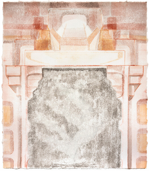 fireplace, 2022 – 37 × 32 cm; Kasein und Pigment auf Papier; Foto: Studio Jasmin Schmidt