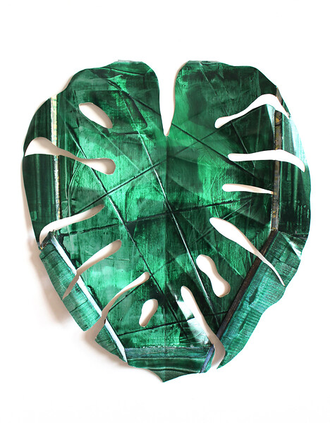 Monstera, 2018 &ndash; 67 × 59 cm; Öl und Garn auf Baumwolle und Leinen; Foto: Studio Jasmin Schmidt