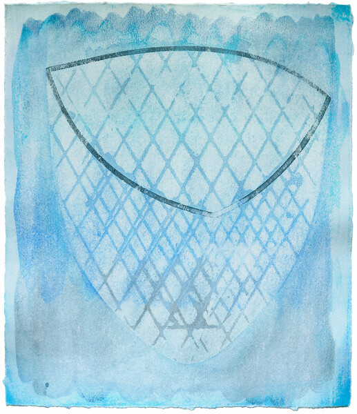 Kescher, 2022 – 37 × 32 cm; Kasein und Pigment auf Papier; Foto: Studio Jasmin Schmidt