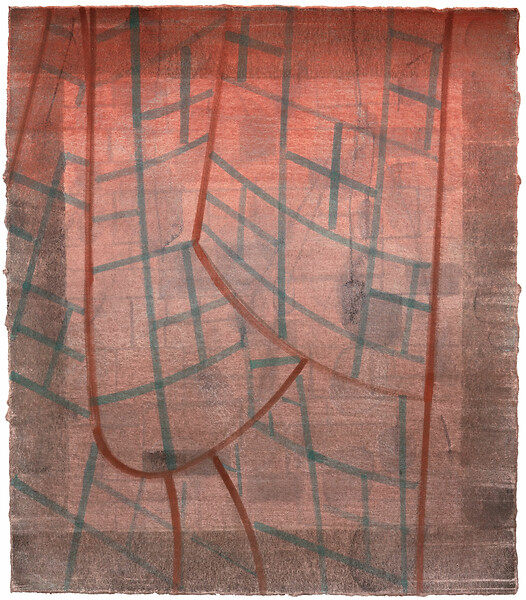 Muster über Falten, 2022 – 37 × 32 cm; Kasein und Pigment auf Papier; Foto: Studio Jasmin Schmidt