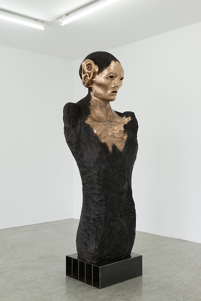 ZYR, 2019 &ndash; 220 x 75 x 65 cm; Bronzeguss handverschliffen und feuerpatiniert, Stahlsockel; Foto: Annette Kradisch