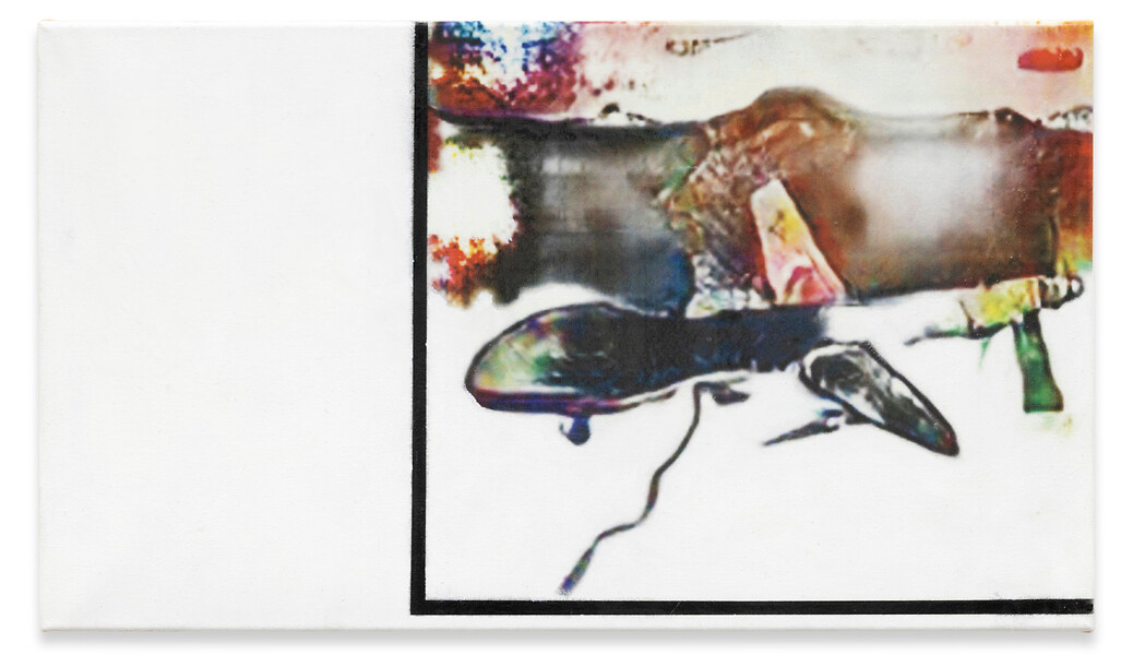 Untitled, 2019/22 – 35 x 60 cm; Pigmentdruck, Gesso, Acryl, Firnis auf Leinwand; Foto: Timo Ohler