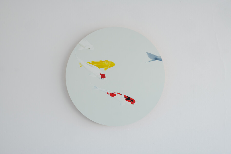 Christian Faul, ki-3002-0, 2024 &ndash; Durchmesser 87x8cm; Öl, Aluminiumschichtplatte, Holz; Foto: Annette Kradisch