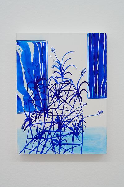 Abstrakte Kunst & schöne Pflanzen, 2025 &ndash; 24 x 18 cm; Tusche auf Holz; Foto: Annette Kradisch