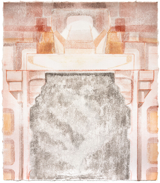 fireplace, 2022 &ndash; 37 × 32 cm; Kasein und Pigment auf Papier; Foto: Studio Jasmin Schmidt