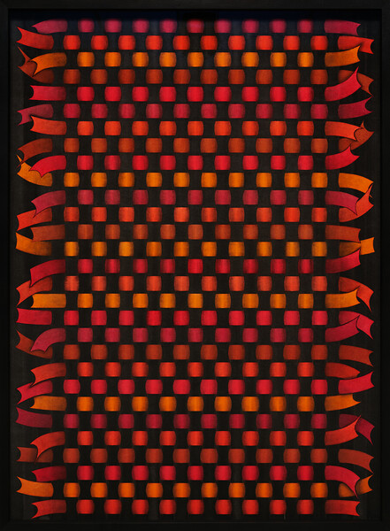 Naht (11), 2024 &ndash; 76 x 56 x 4,5 cm; Aquarell, Papier; Foto: Annette Kradisch