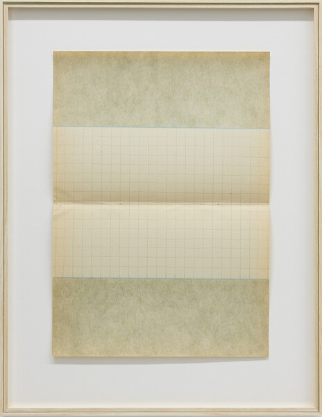 Landschaft ohne Berg (4), 2022 &ndash; Farbstift auf liniertem Papier; 29,7 x 21 cm; gerahmt; Foto: Annette Kradisch (gefördert durch: bbco Marken Raum GmbH)