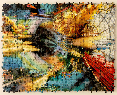 Gerhard Mayer, Puzzlecollage #72, 2017 – 33 x 42 cm; Puzzle auf Aluminium