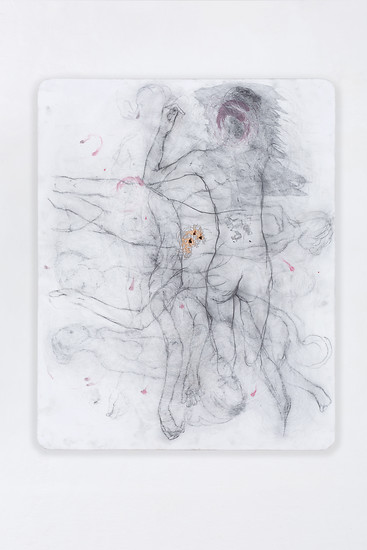 DETROITANIC #016, 2017-2019 &ndash; 100 x 80 x 3 cm; Graphit, Pigment auf perforierter Purpurbuche; Foto: Jürgen Eheim