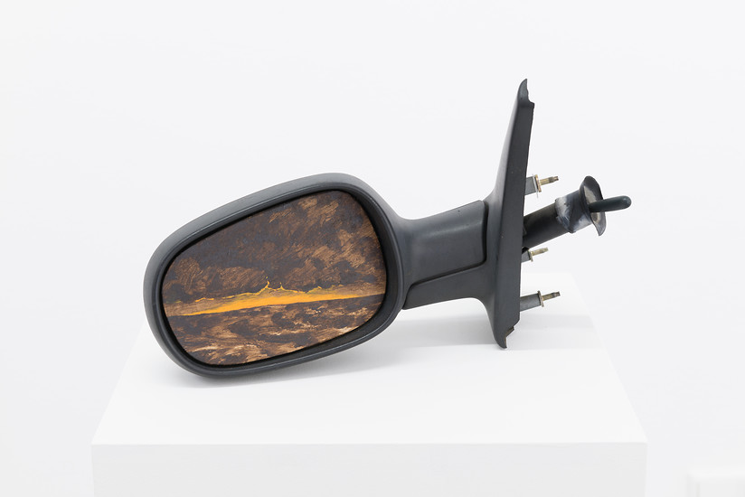 Andreas  Töpfer, Spiegel #11, 2017 &ndash; ca. 25 x 25 cm - 35 x 35 cm; Acryl auf Autospiegel