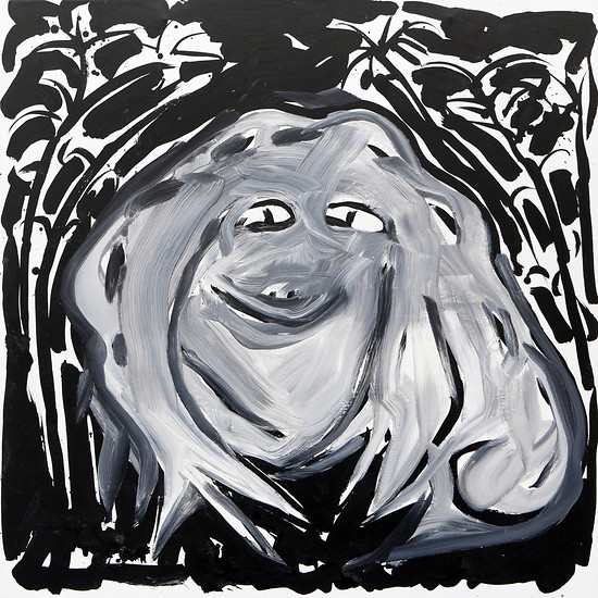 Der Bambusfrosch (a Tribute to Sengai), 2019 &ndash; 100 x 100 cm; Tusche und Acryl auf Leinwand; Foto Tobias Tragl