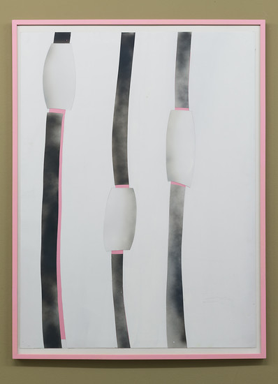 Verena Issel, Tube X, 2017 &ndash; 119 x 89 cm; Linoldruckfarbe auf Karton und Papier; Foto: Annette Kradisch