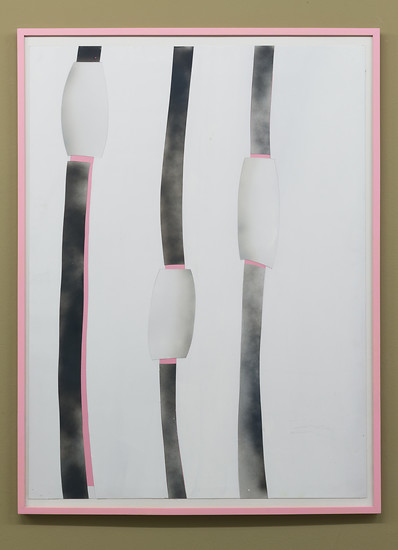 Verena Issel, Tube X, 2017 – 119 x 89 cm; Linoldruckfarbe auf Karton und Papier; Foto: Annette Kradisch
