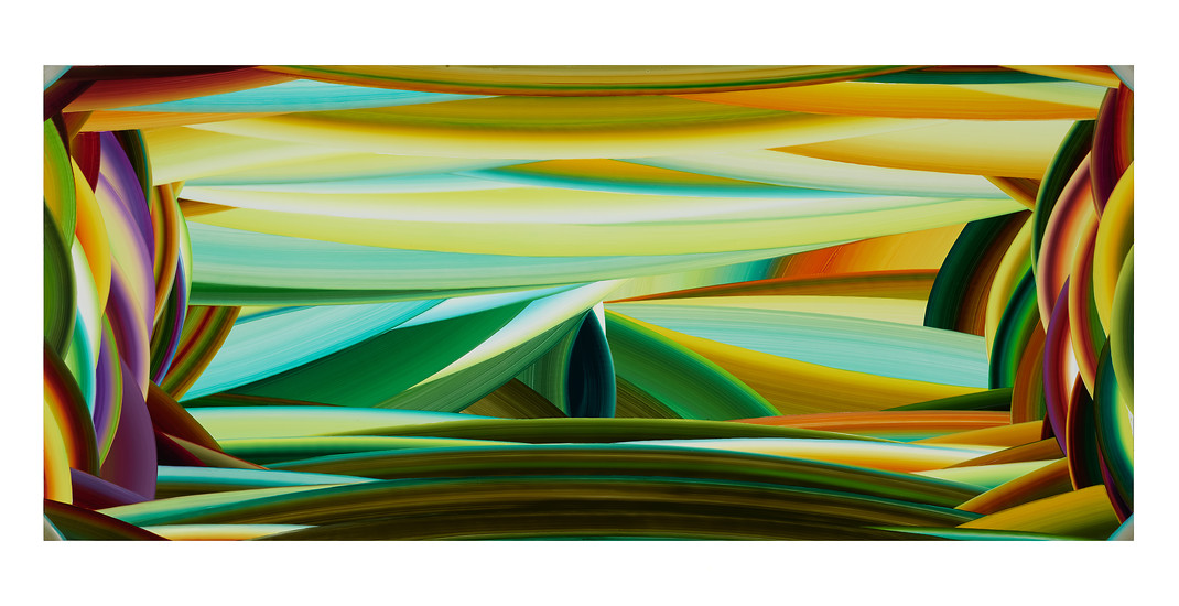 Gerhard Mayer, EP 148 (Zultanit), 2020 – 38,2 x 88 cm; Öl auf Aluminium; Foto: Annette Kradisch