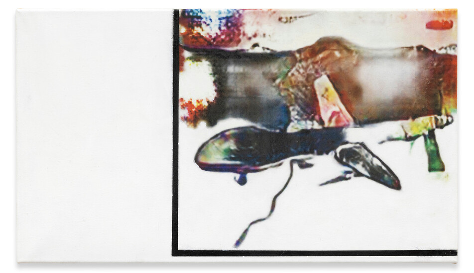 Untitled, 2019/22 – Pigmentdruck, Gesso, Acryl, Firnis auf Leinwand; 36 x 60 cm, Foto: Timo Ohler