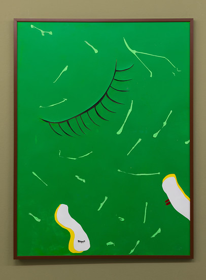Verena Issel, WeChat II, 2017 – 119 x 89 cm; Linoldruckfarbe und Silkon-Styropor auf Karton und Papier; Foto: Annette Kradisch