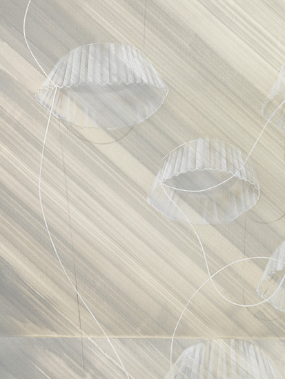 Jasmin Schmidt, push and pull (Detail), 2020 &ndash; 190 x 130 cm; Öl und Garn auf Nessel auf Papier; Foto: Annette Kradisch