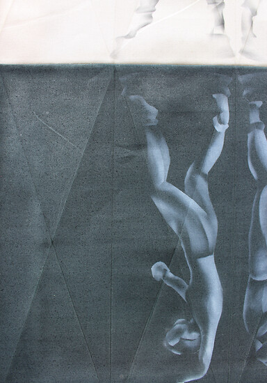 Arabesken, 2021 (Detail) – 60 x 40 cmm; Öl und Garn auf Baumwolle; Foto: Studio Jasmin Schmidt