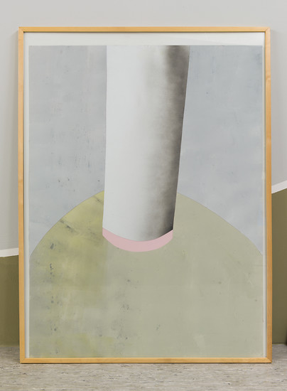Verena Issel, Tube VI, 2017 &ndash; 119 x 89 cm; Linoldruckfarbe und Lack auf Karton und Papier; Foto: Annette Kradisch