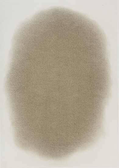 ohne Titel (Ableitung zu pas de peur), 2020 – 29,7 x 21 cm, Buntstift, Abrieb und Pigment auf Papier; Foto Annette Kradisch