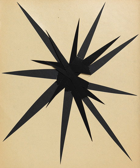 Susanne Roth, "ohne Titel - Blatt 8",  2018 – 18,5 x 22,1 cm;
Papier (einseitig schwarz bedruckt, gummiert); Foto: Annette Kradisch
