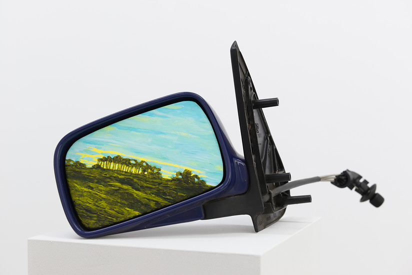 Andreas  Töpfer, Spiegel #4, 2017 &ndash; ca. 25 x 25 cm - 35 x 35 cm; Acryl auf Autospiegel