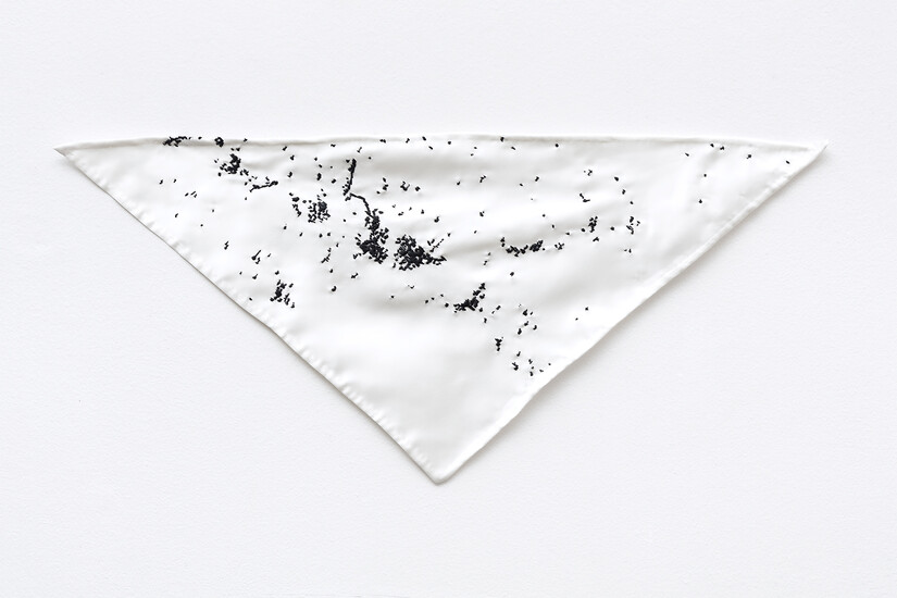 Bea Meyer, S#3, 2023 &ndash; 30 x 62 cm; Stopfgarn auf Satin; Foto: Studio Bea Meyer