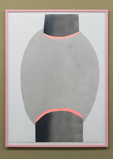 Verena Issel, Tube V, 2017 – 119 x 89 cm; Linoldruckfarbe auf Karton und Papier; Foto: Annette Kradisch