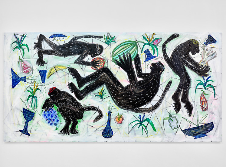 „Das übernächste Abendmahl“, 2020 &ndash; 150 x 300 cm; Ol/Acryl auf Leinwand; Foto: Tim Hufnagl