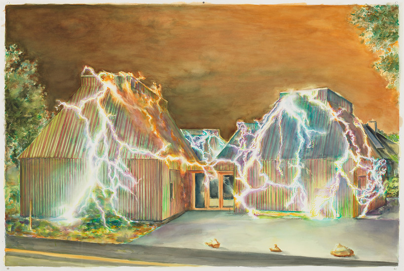 Gerhard Mayer, "Kunstmuseum Ahrenshoop" aus der Serie Museumslandschaften, 2017 &ndash; 114 x 168 cm; Aquarell; Foto: Annette Kradisch