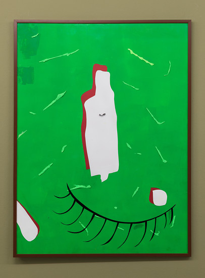 Verena Issel, WeChat I, 2017 – 119 x 89 cm; Linoldruckfarbe und Silkon-Styropor auf Karton und Papier; Foto: Annette Kradisch
