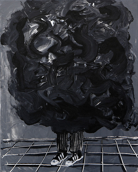 Smogpainting II, 2019 – 50 x 40 cm; Tusche und Acryl auf Leinwand; Foto Tobias Tragl
