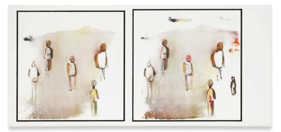 Untitled, 2019/21 – Pigmentdruck, Gesso, Acryl, Firnis auf Leinwand; 60 x 130 cm, Foto: Timo Ohler