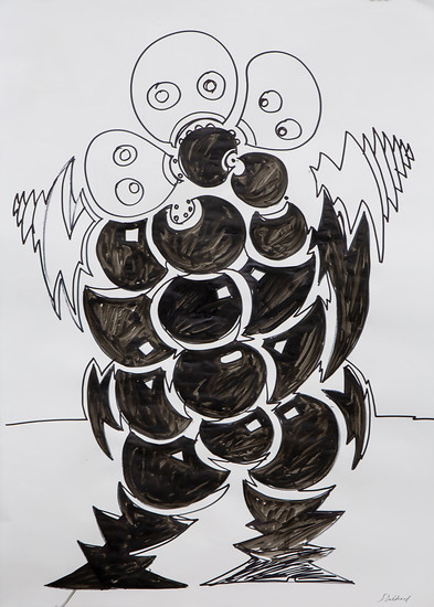 Dashdemed Sampil, o. T., 2019 &ndash; 84 x 59 cm; Tusche, Filzstift auf Papier; Foto: Valentin Hesch