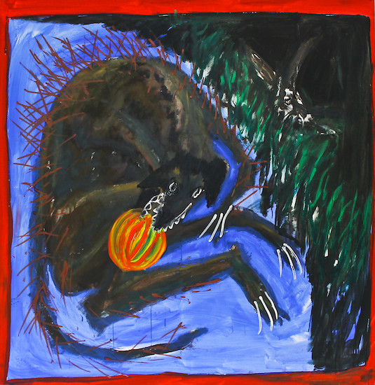 Sebastian Tröger, "Selbst als Hund", 2013 &ndash; 165 x 155 cm; Öl und Acryl auf Leinwand