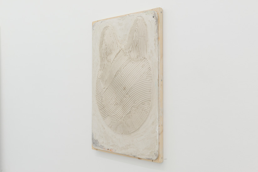 Ohne Titel, 2019 – 102 x 62 cm;
Putz auf Gipskarton und Holz; Foto Annette Kradisch