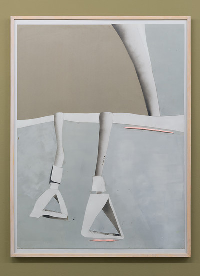 Verena Issel, Tube I, 2017 &ndash; 119 x 89 cm; Linoldruckfarbe auf Karton und Papier; Foto: Annette Kradisch