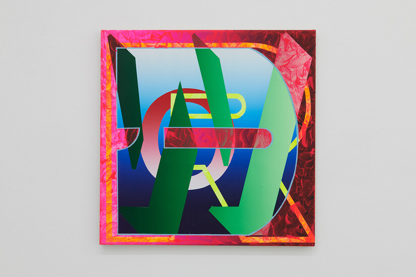 B 692 (Word), 2023 &ndash; 45 x 45 cm, Acryl auf Leinwand; Foto: Annette Kradisch