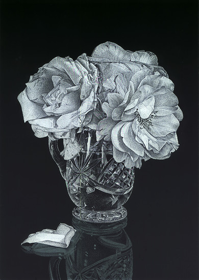 Vanitas (Rose Westerland) 3, 2010 – 21 x 14,8 cm; Hinterglasmalerei
