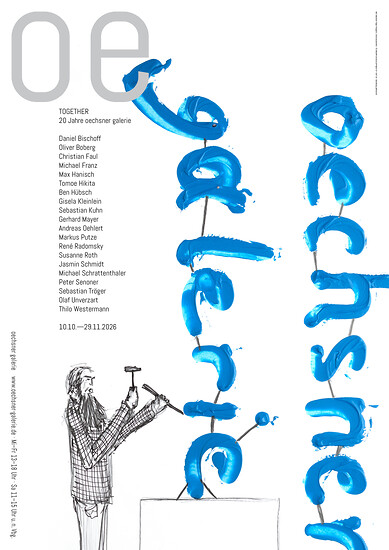Ausstellungsplakat (Gestaltung: Gillitzer.net) &ndash; Abb. Sebastian Tröger, Paragone I, 2016 (Ausschnitt) - Öl, Bleistift und Acryl auf Papier 42 x 29,7 cm