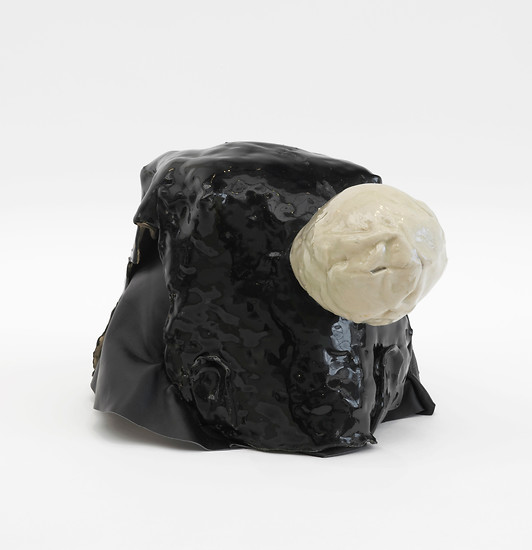 Caroline  Achaintre, Sack Bop, 2013 &ndash; 22 × 27 × 32 cm; Ceramic, leather; Image credit: courtesy of Arcade, London; Photo credit: Andy Keate