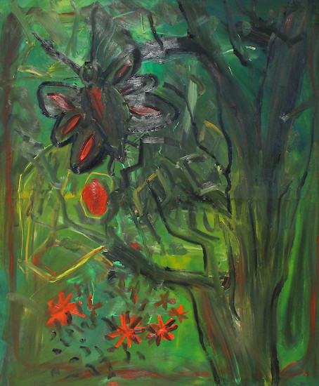 Sebastian Tröger, "Das Dschungelbild", 2013 &ndash; 180 x 150 cm; Öl und Acryl auf Leinwand