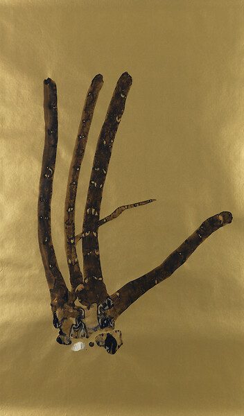 Ohne Titel (Blatt AA), 2015/2016 &ndash; 117 x 70 cm; Tusche auf goldenem Papier