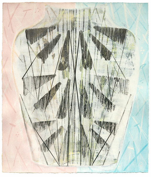 split, 2022 &ndash; 37 × 32 cm; Kasein und Pigment auf Papier; Foto: Studio Jasmin Schmidt