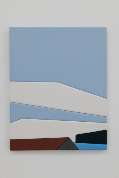 Splitter #3, Part 1, 2021 &ndash; 48 x 38 cm; Stoffe ausrangierter Kleidungsstücke auf Holzplatten; Foto: Annette Kradisch