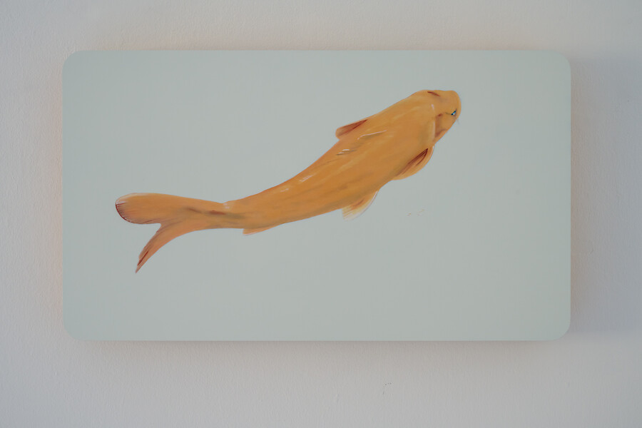 Christian Faul, ki-3201-4, 2026 &ndash; 40 x 70 x 8 cm, Öl, Aluminiumschichtplatte, Holz (Foto: Annette Kradisch)